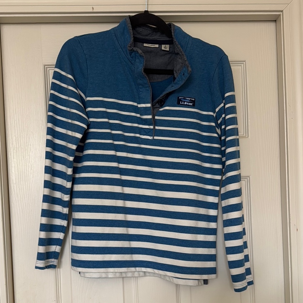 L.L.Bean Blue and White Striped Pullover